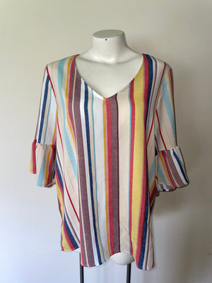 Cotton Bleu SIZE LARGE striped blouse