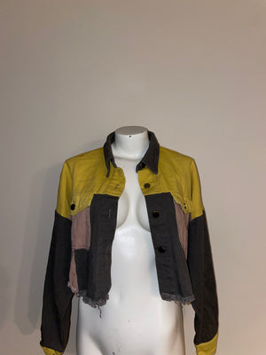 Colorful,SIZE LARGE crop button jacket