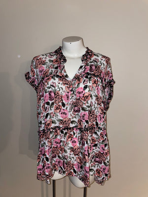 Dark floral, no stretch blouse