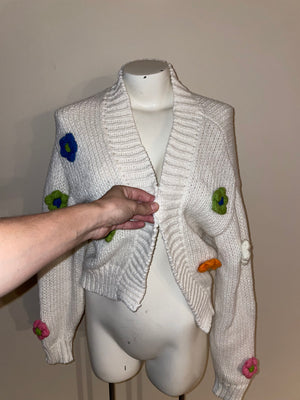 Floral open front sweater SIZE SMALL
