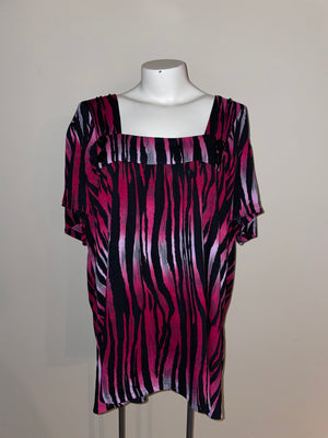 Black & Pink zebra striped blouse 3X