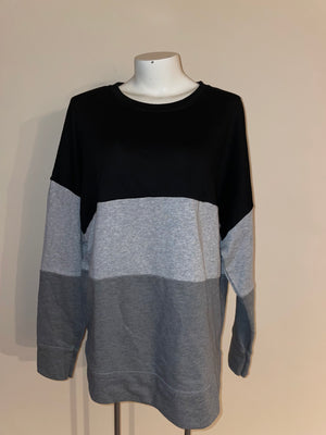 Black & Gray striped sweatshirt SIZE MEDIUM
