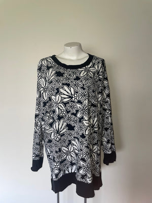 Blue & White floral long sleeved sweater